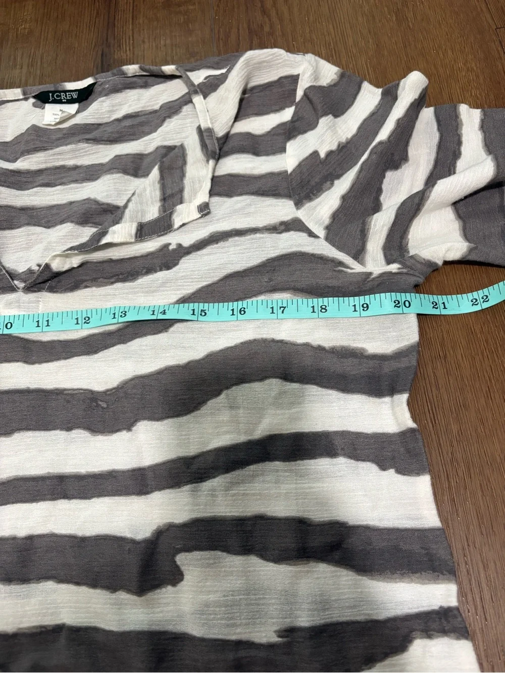 J.Crew Zebra Stripe Cotton V-Neck Top Medium